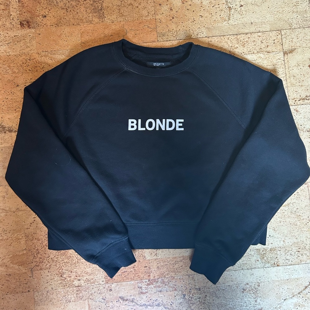 Brunette The Label Cropped “BLONDE” Sweatshirt – Black M/L